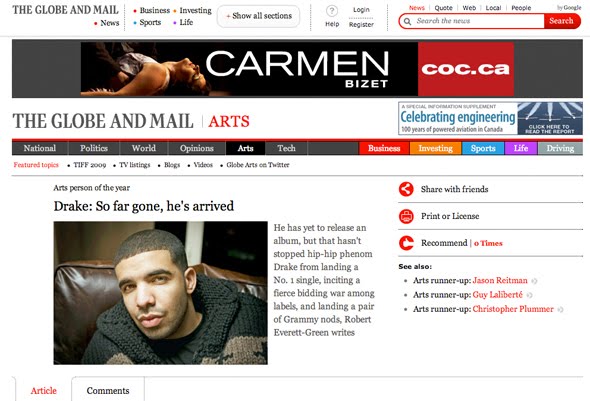 drake_globeandmail drake globeandmail NEWS: Drake named Globe & Mails Arts Person of the Year